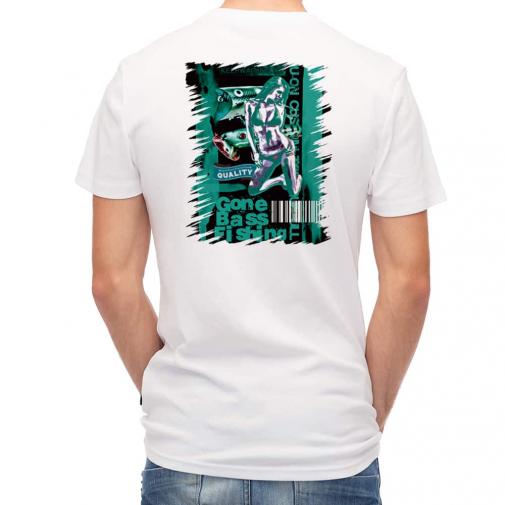 【Tシャツ】Gone Bass Fishing ローライダーポスター風　エメラルドグリーン