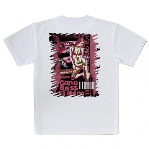 【Tシャツ】Gone Bass Fishing ローライダーポスター風　ライトレッド
