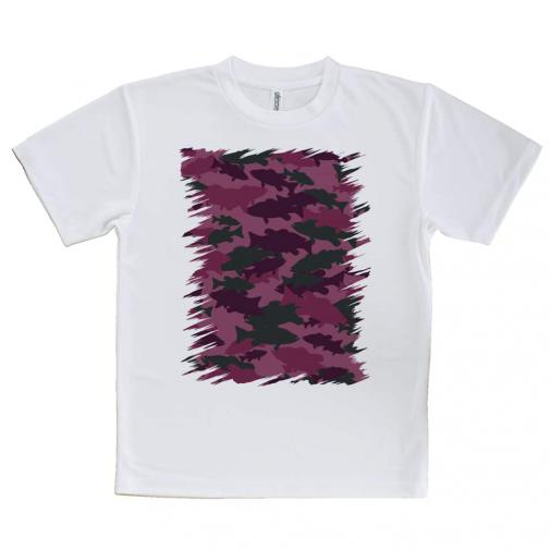 【Tシャツ】ブラックバス　迷彩大柄　レッドカラー