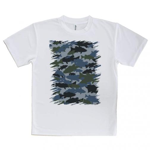 【Tシャツ】ブラックバス　迷彩大柄　ブルー