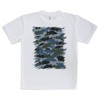 【Tシャツ】ブラックバス　迷彩大柄　ブルー
