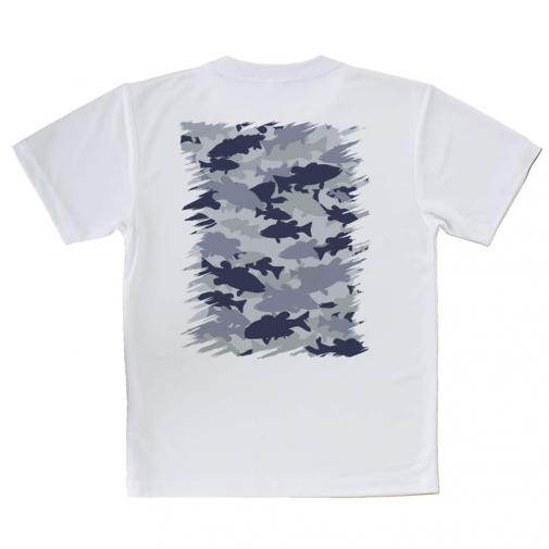 【Tシャツ】ブラックバス　迷彩大柄　ライトブルー