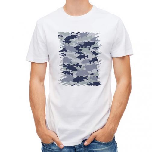 【Tシャツ】ブラックバス　迷彩大柄　ライトブルー