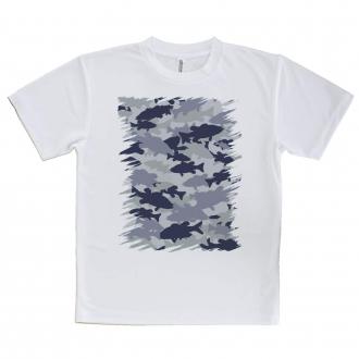 【Tシャツ】ブラックバス　迷彩大柄　ライトブルー