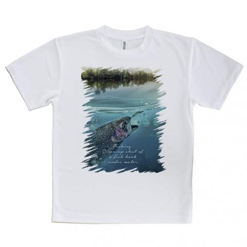 【Tシャツ】クローズアップ!　水中でニジマスが掛かった瞬間!