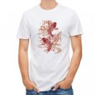 【Tシャツ】タトゥー風昇り鯉　レッド&ホワイト