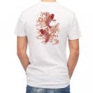【Tシャツ】タトゥー風昇り鯉　レッド&ホワイト