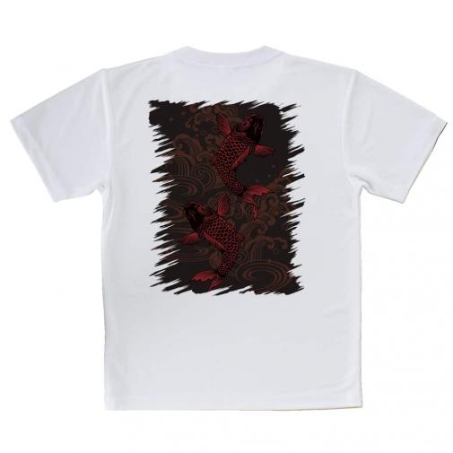 【Tシャツ】タトゥー風昇り鯉　レッド&ブラック