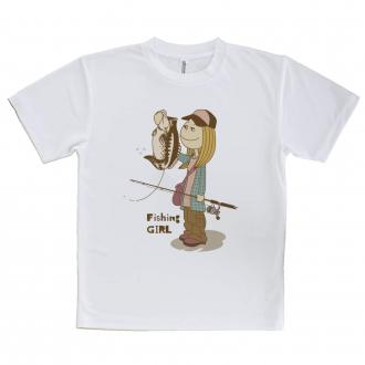 【Tシャツ】釣りガール　イラスト　ブラックバス
