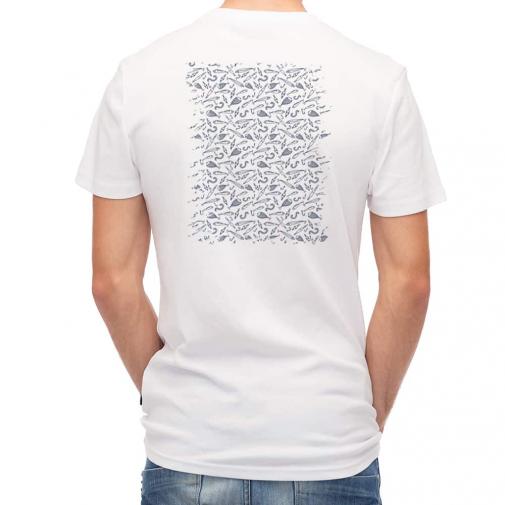 【Tシャツ】釣具のシームレスパターン　ホワイト