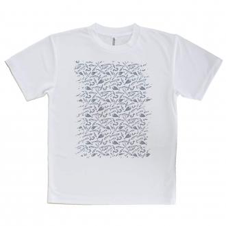 【Tシャツ】釣具のシームレスパターン　ホワイト