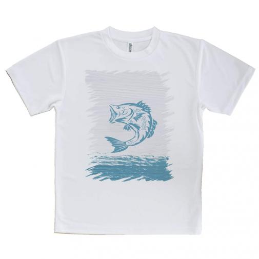 【Tシャツ】ブラックバスのイラスト　木目調