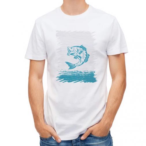 【Tシャツ】ブラックバスのイラスト　木目調