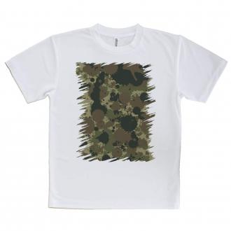 【Tシャツ】墨跡　迷彩大柄　アーミーカラー