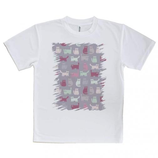【Tシャツ】おどけた猫のシームレスパターン