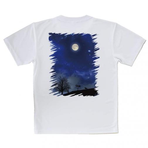 【Tシャツ】屋根の上のネコと満月
