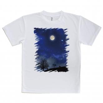 【Tシャツ】屋根の上のネコと満月