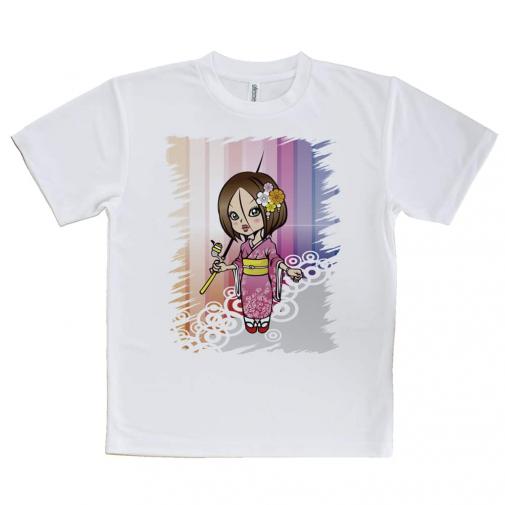 【Tシャツ】着物の女性は釣りに出かける