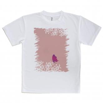 【Tシャツ】ピンクの花畑と蝶