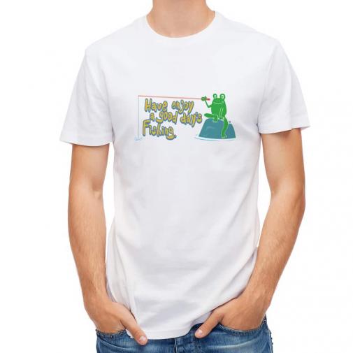 【Tシャツ】【釣りざんまい】カエルがノンビリ釣りをするでケロ