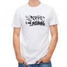 【Tシャツ】【釣りざんまい】釣りをとにかく楽しもう!_モノクロ