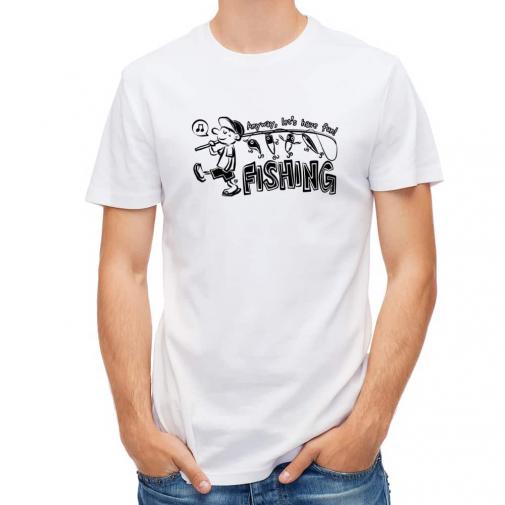 【Tシャツ】【釣りざんまい】釣りをとにかく楽しもう!_モノクロ