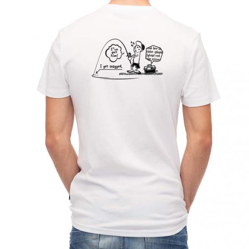 【Tシャツ】【釣りざんまい】なんだか大物釣りあげてるかも?_モノクロ