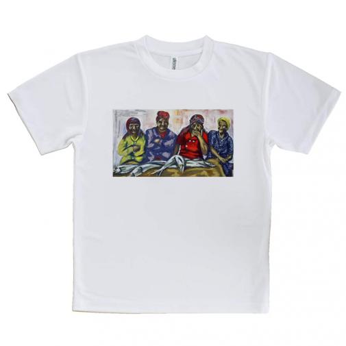 【Tシャツ】魚売りの女性　アクリル画