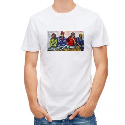 【Tシャツ】魚売りの女性　アクリル画