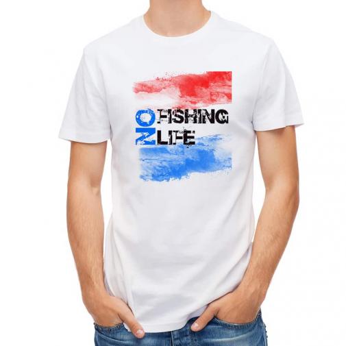 【Tシャツ】No Fishing No Life レッド&ブルー