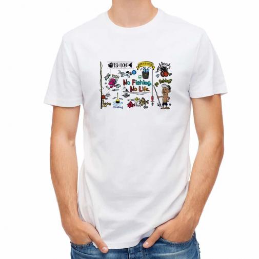 【Tシャツ】【釣りざんまい】釣りが好きなんです_カラフル 横描き