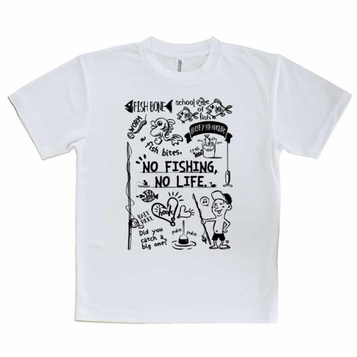 【Tシャツ】【釣りざんまい】釣りが好きなんです_モノクロ