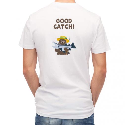 【Tシャツ】【釣りざんまい】サケを釣るクマさん