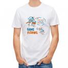 【Tシャツ】【釣りざんまい】釣り人と魚の遭遇_NB