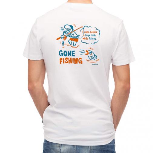 【Tシャツ】【釣りざんまい】釣り人と魚の遭遇_NB