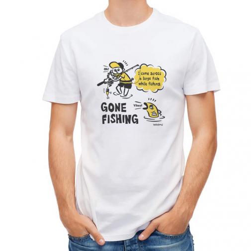 【Tシャツ】【釣りざんまい】釣り人と魚の遭遇_DG