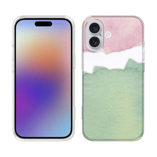 【TPU】水彩ピンク&グリーン