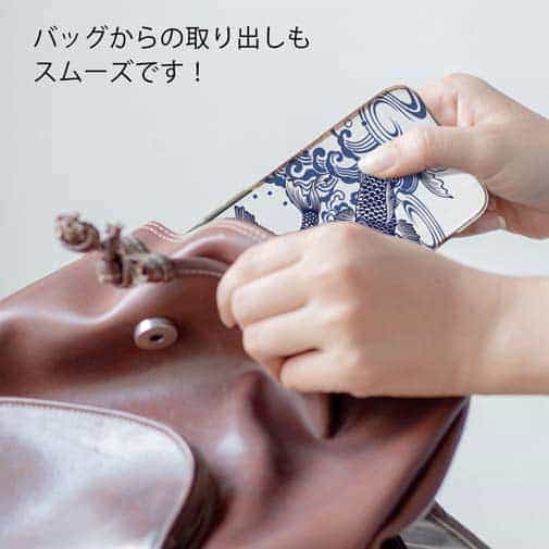 【TPU】タトゥー風昇り鯉　ブルー&ホワイト