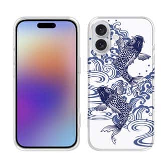 【TPU】タトゥー風昇り鯉　ブルー&ホワイト