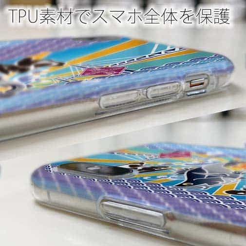 【TPU】赤ワイン　大漁旗スマホケース　シーバス（スズキ）