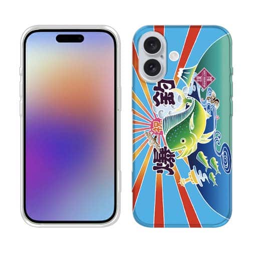 【TPU】赤ワイン 大漁旗スマホケース シイラ