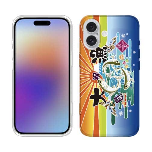 【TPU】赤ワイン 大漁旗スマホケース ワカサギ