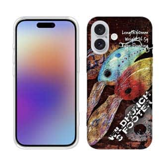 【tpu】【手帳型】マダイ&イカ　ブラックバージョン