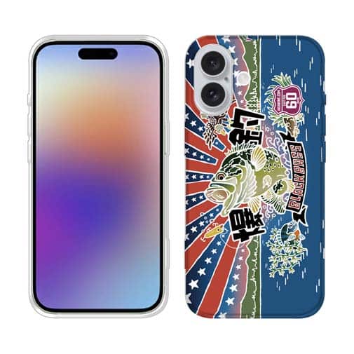 【TPU】赤ワイン 大漁旗スマホケース ブラックバス