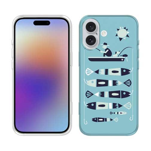 【TPU】【釣りざんまい】愛犬と釣りを楽しむアングラー_カラフルミントブルー