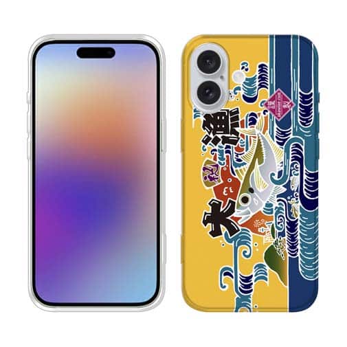 【TPU】赤ワイン 大漁旗スマホケース マアジ