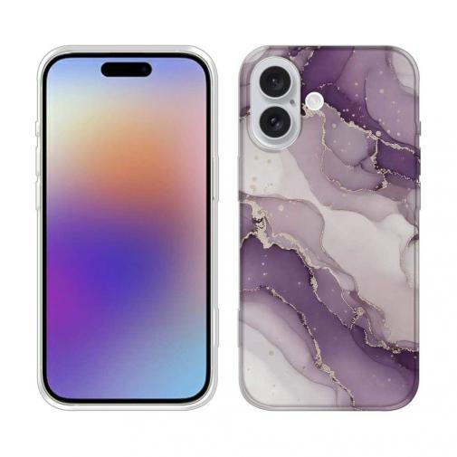 【TPU】くすみカラーマーブル調 パープル＆ゴールド
