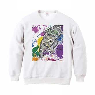 【トレーナー】チヌ(クロダイ)　ペンキペイント 8.4oz Cotton:100%