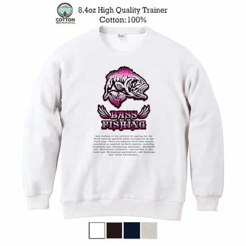 【トレーナー】バスフィッシング ローライダーフォント ショッキングピンク 8.4oz Cotton:100%