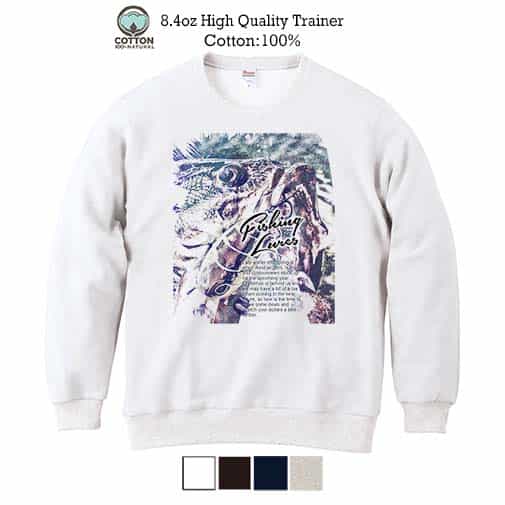 【トレーナー】ブラックバスのバイト　ペイント風　ブルー 8.4oz Cotton:100%